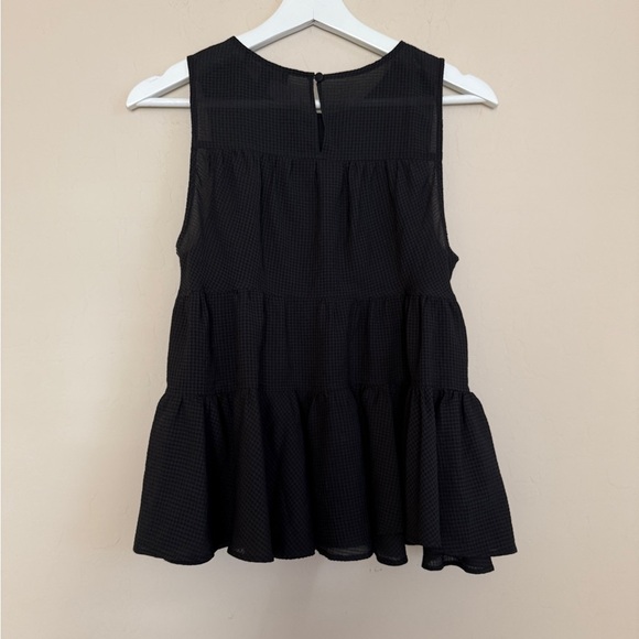 Banana Republic Tiered Swing Trapeze A-Line Top Black Seersucker Blouse Top XS - Picture 5 of 7